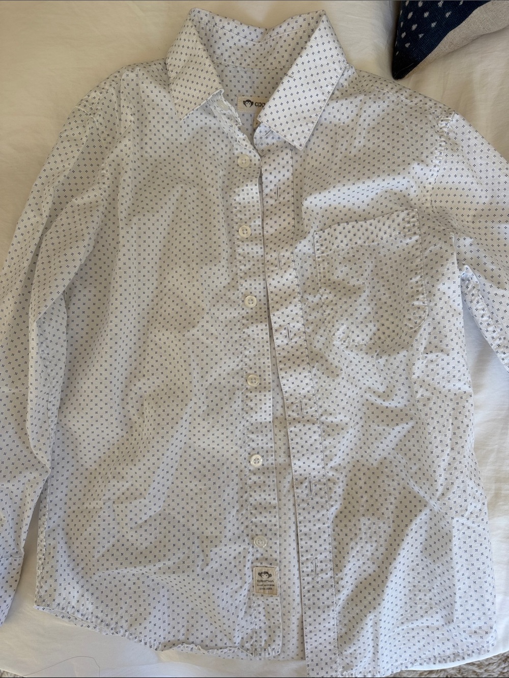 Appaman White Button-Down Shirt with Navy Micro Print